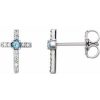 Sterling Silver Natural Aquamarine & .05 CTW Natural Diamond Cross Earrings