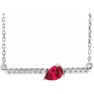 Platinum Natural Ruby & 1/10 CTW Natural Diamond 18″ Necklace