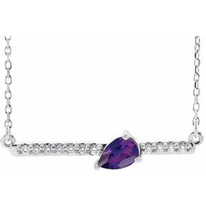 14K White Natural Amethyst & 1/10 CTW Natural Diamond 18″ Necklace