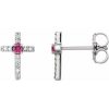 Platinum Natural Pink Tourmaline & .05 CTW Natural Diamond Cross Earrings