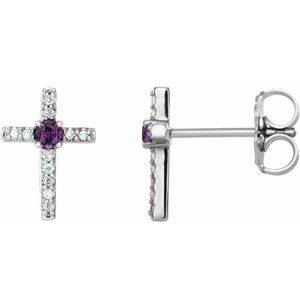 Natural Alexandrite And .05 Ctw Natural Diamond Cross Earrings