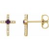 14K Yellow Natural Alexandrite & .05 CTW Natural Diamond Cross Earrings