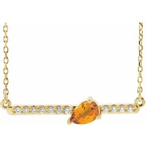 14K Yellow Natural Citrine & 1/10 CTW Natural Diamond 18″ Necklace