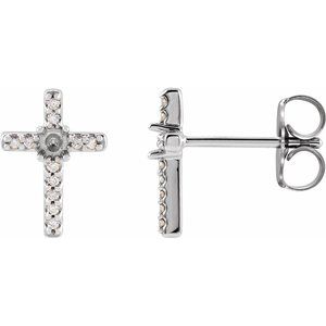 .05 Ctw Natural Diamond Semi-Set Cross Earrings