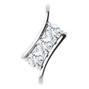 14K White 4 mm Forever One™ Colorless Lab-Grown Moissanite Three-Stone Pendant