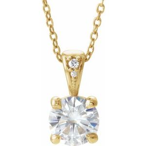 Forever One Colorless Lab-Grown Moissanite And .01 Ctw Natural Diamond Necklace