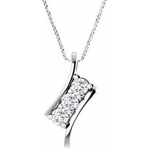 14K White 4 mm Forever One™ Colorless Lab-Grown Moissanite Three-Stone 16-18″ Necklace