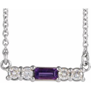 Platinum Natural Amethyst & 1/8 CTW Natural Diamond 18″ Necklace