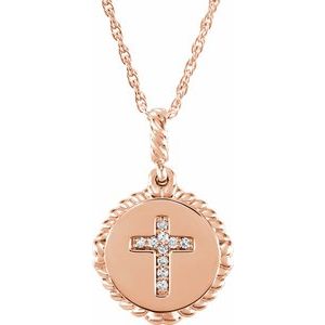 .04 Ctw Natural Diamond Cross Rope Necklace