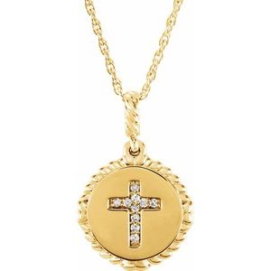 .04 Ctw Natural Diamond Cross Rope Necklace