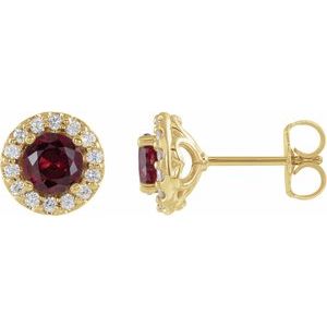 Natural Ruby And 1/4 Ctw Natural Diamond Earrings