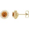 Citrine And 1/4 Ctw Natural Diamond Earrings