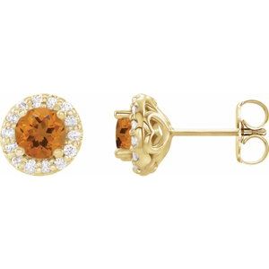 Citrine And 1/4 Ctw Natural Diamond Earrings