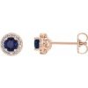 14K Rose 4.5 mm Lab-Grown Blue Sapphire & 1/4 CTW Natural Diamond Earrings