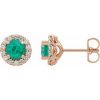 14K Rose 4.5 mm Lab-Grown Emerald & 1/4 CTW Natural Diamond Earrings