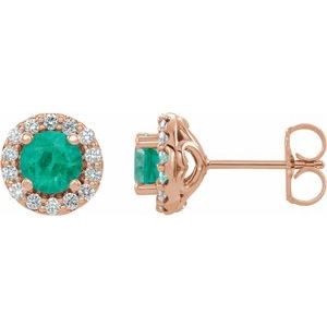 Natural Emerald And 1/4 Ctw Natural Diamond Earrings