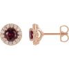 14K Rose 4.5 mm Natural Ruby & 1/4 CTW Natural Diamond Earrings