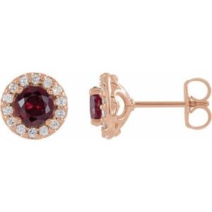 Natural Ruby And 1/4 Ctw Natural Diamond Earrings