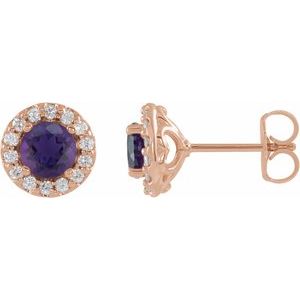 Natural Amethyst And 1/8 Ctw Natural Diamond Earrings