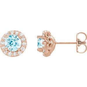 Aquamarine And 1/4 Ctw Natural Diamond Earrings