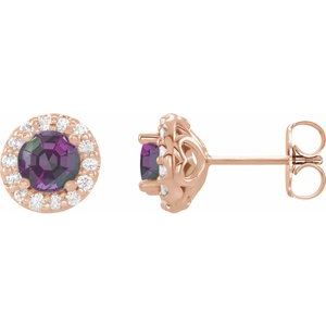 Lab-Grown Alexandrite And 1/4 Ctw Natural Diamond Earrings