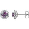 Platinum 4 mm Lab-Grown Alexandrite & 1/8 CTW Natural Diamond Earrings