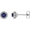 Platinum Natural Blue Sapphire & 1/6 CTW Natural Diamond Earrings