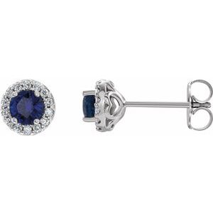 Natural Blue Sapphire And 1/4 Ctw Natural Diamond Earrings