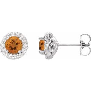 Citrine And 1/4 Ctw Natural Diamond Earrings