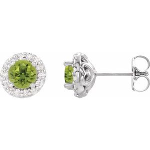 Natural Peridot And 1/4 Ctw Natural Diamond Earrings