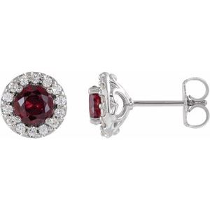 Natural Ruby And 1/4 Ctw Natural Diamond Earrings