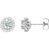 Platinum 6 mm Natural White Sapphire & 1/4 CTW Natural Diamond Earrings