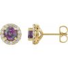 Lab-Grown Alexandrite And 1/4 Ctw Natural Diamond Earrings