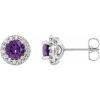 Sterling Silver 5 mm Natural Amethyst & 1/4 CTW Natural Diamond Earrings