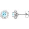 Sterling Silver 6 mm Natural Aquamarine & 1/4 CTW Natural Diamond Earrings