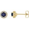 14K Yellow 4.5 mm Lab-Grown Blue Sapphire & 1/4 CTW Natural Diamond Earrings