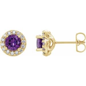 Natural Amethyst And 1/4 Ctw Natural Diamond Earrings