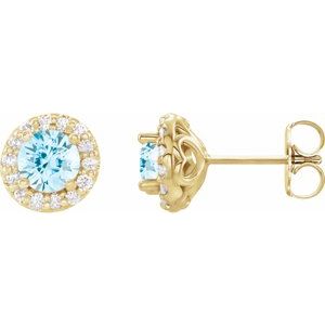 Aquamarine And 1/4 Ctw Natural Diamond Earrings