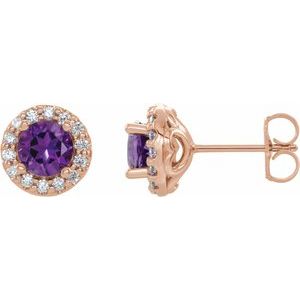 Natural Amethyst And 1/4 Ctw Natural Diamond Earrings