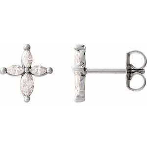 1/3 Ctw Marquise Natural Diamond Cross Earrings