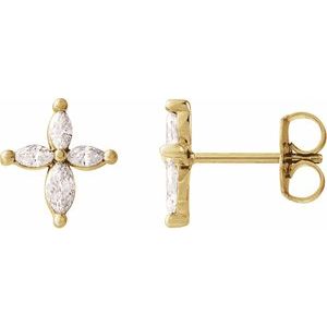 1/3 Ctw Marquise Natural Diamond Cross Earrings