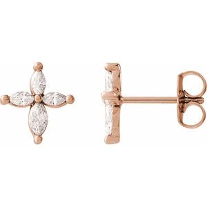 1/3 Ctw Marquise Natural Diamond Cross Earrings