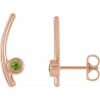 14K Rose Natural Peridot Ear Climbers