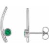 14K White Lab-Grown Emerald Ear Climbers