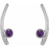 14K White Natural Amethyst Ear Climbers