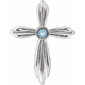 Platinum Natural Aquamarine Cross Pendant