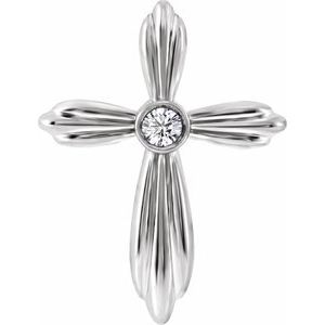 14K White .06 CTW Natural Diamond Cross Pendant