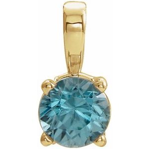 Natural Blue Zircon Birthstone Pendant