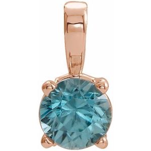 Natural Blue Zircon Birthstone Pendant