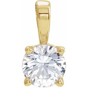 14K Yellow 6 mm Natural White Sapphire Pendant